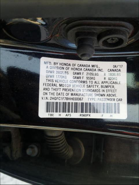 Photo 9 VIN: 2HGFC1F78HH650067 - HONDA CIVIC EXL 