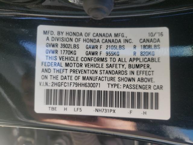 Photo 9 VIN: 2HGFC1F79HH630071 - HONDA CIVIC EXL 