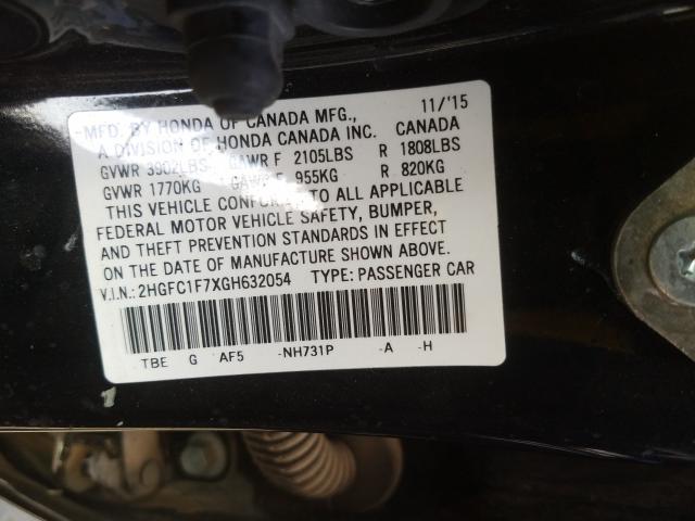 Photo 9 VIN: 2HGFC1F7XGH632054 - HONDA CIVIC EXL 