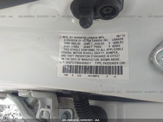 Photo 8 VIN: 2HGFC1F83GH656317 - HONDA CIVIC SEDAN 