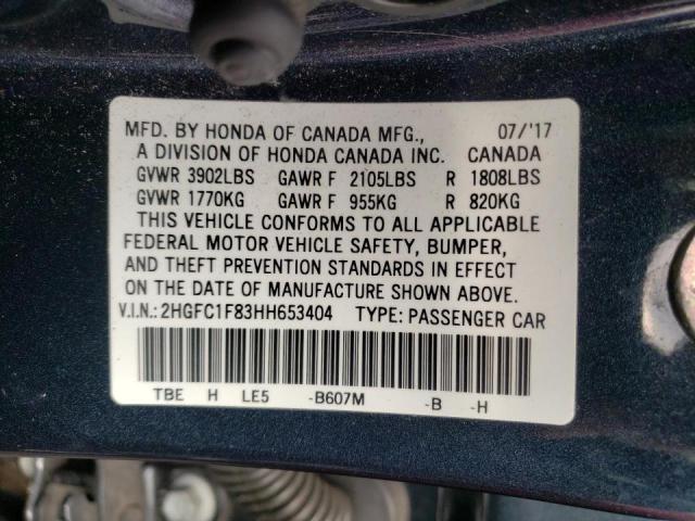 Photo 9 VIN: 2HGFC1F83HH653404 - HONDA CIVIC EX 