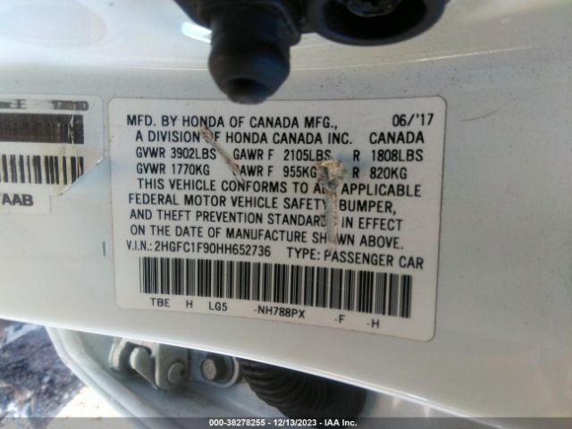 Photo 8 VIN: 2HGFC1F90HH652736 - HONDA CIVIC 