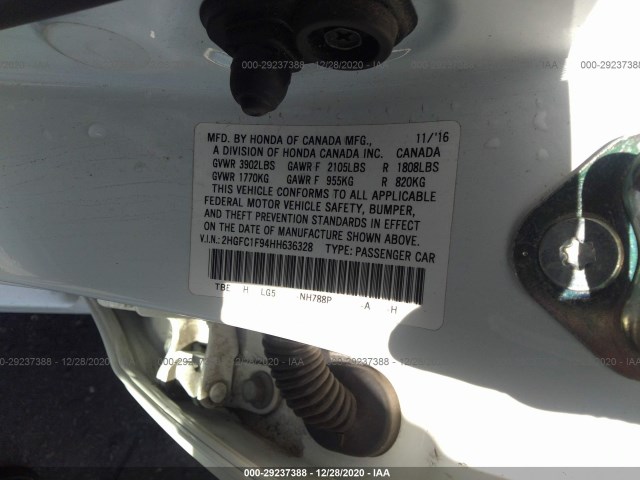 Photo 8 VIN: 2HGFC1F94HH636328 - HONDA CIVIC SEDAN 