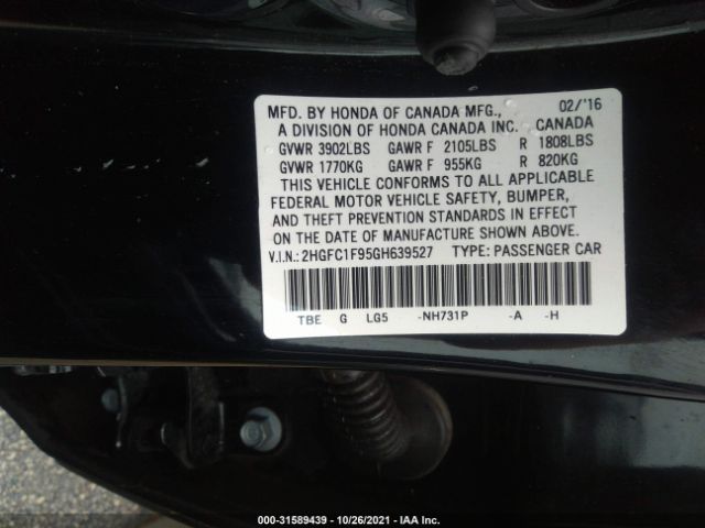 Photo 8 VIN: 2HGFC1F95GH639527 - HONDA CIVIC SEDAN 