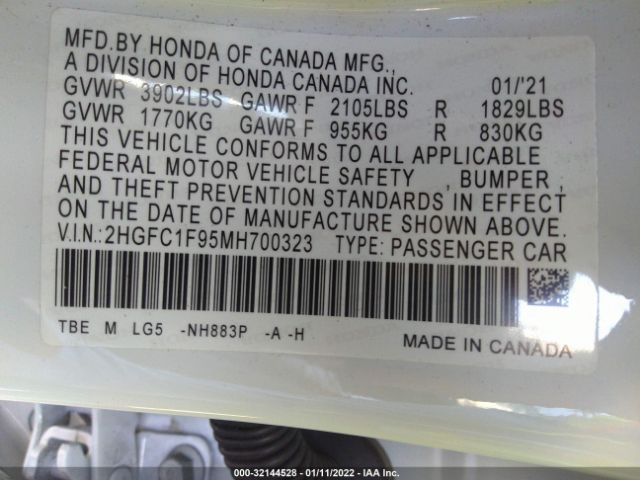 Photo 8 VIN: 2HGFC1F95MH700323 - HONDA CIVIC SEDAN 