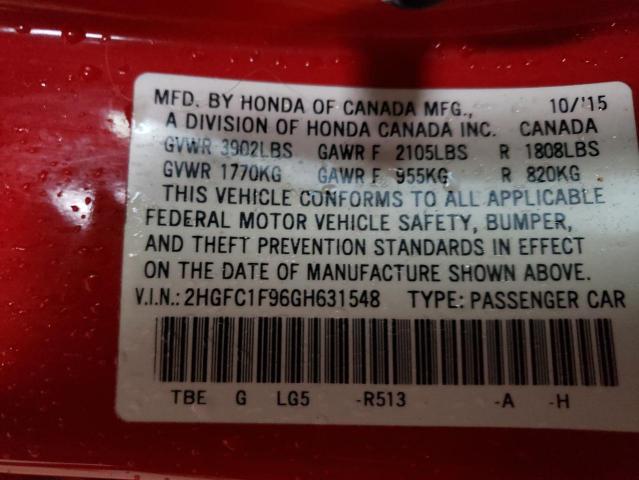 Photo 11 VIN: 2HGFC1F96GH631548 - HONDA CIVIC 