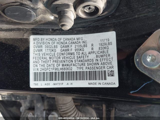 Photo 8 VIN: 2HGFC1F96LH680632 - HONDA CIVIC 