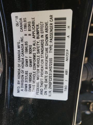 Photo 11 VIN: 2HGFC2E51JH572355 - HONDA CIVIC LX 