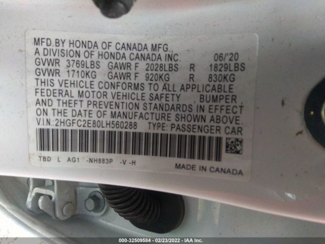 Photo 8 VIN: 2HGFC2E80LH560288 - HONDA CIVIC SEDAN 