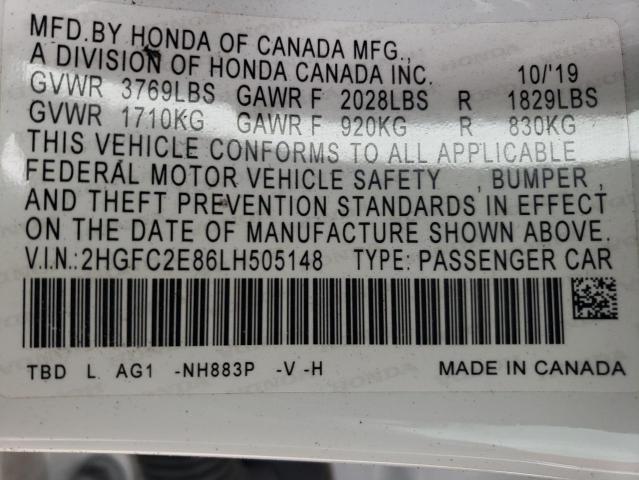 Photo 11 VIN: 2HGFC2E86LH505148 - HONDA CIVIC 