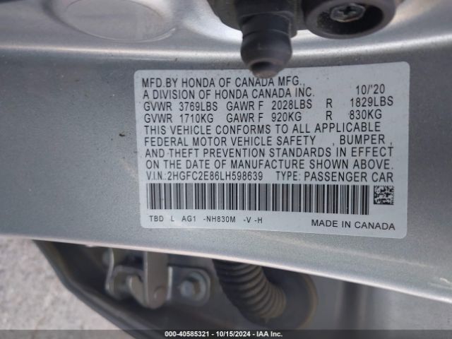 Photo 8 VIN: 2HGFC2E86LH598639 - HONDA CIVIC 