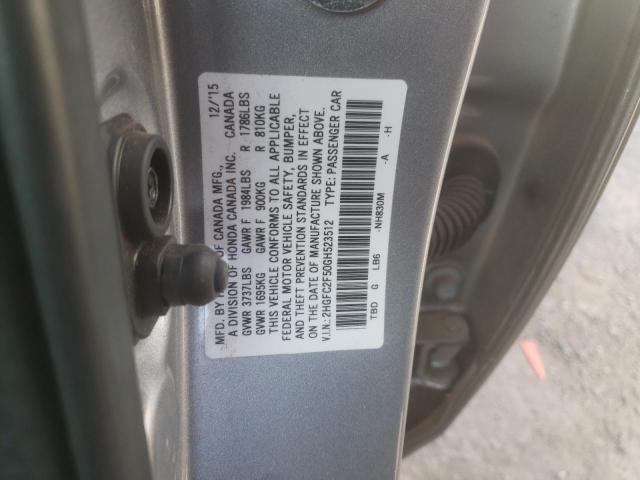 Photo 9 VIN: 2HGFC2F50GH523512 - HONDA CIVIC LX 