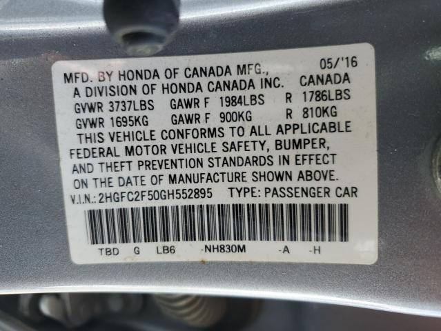 Photo 11 VIN: 2HGFC2F50GH552895 - HONDA CIVIC 