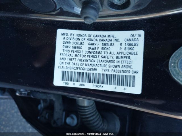 Photo 8 VIN: 2HGFC2F50GH558969 - HONDA CIVIC 