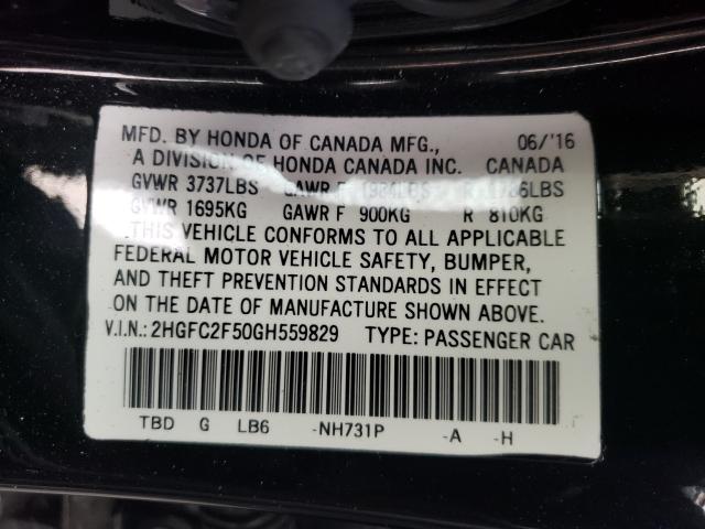 Photo 9 VIN: 2HGFC2F50GH559829 - HONDA CIVIC LX 