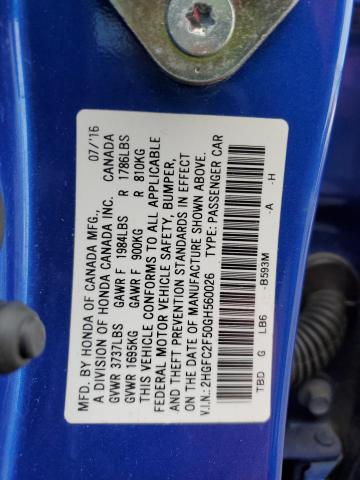 Photo 11 VIN: 2HGFC2F50GH560026 - HONDA CIVIC 