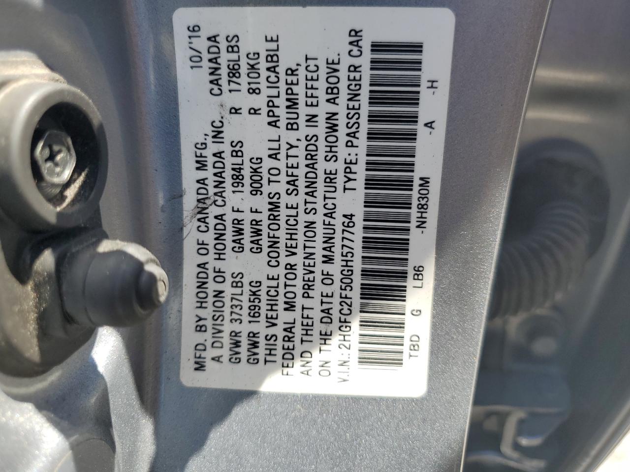 Photo 11 VIN: 2HGFC2F50GH577764 - HONDA CIVIC 