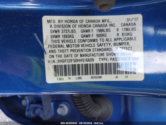 Photo 8 VIN: 2HGFC2F50HH516609 - HONDA CIVIC 