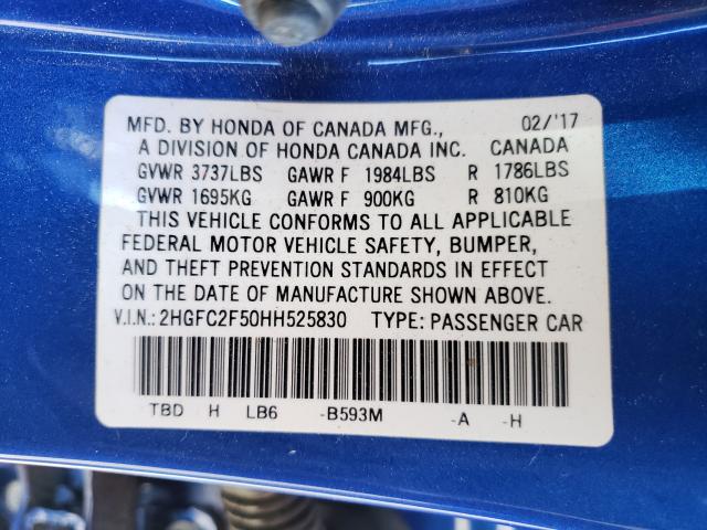 Photo 9 VIN: 2HGFC2F50HH525830 - HONDA CIVIC LX 