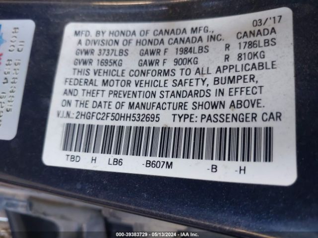 Photo 8 VIN: 2HGFC2F50HH532695 - HONDA CIVIC 