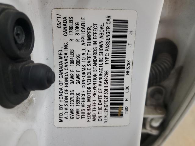 Photo 11 VIN: 2HGFC2F50HH549786 - HONDA CIVIC LX 