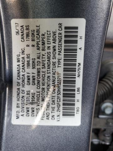 Photo 12 VIN: 2HGFC2F50HH553711 - HONDA CIVIC LX 