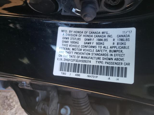 Photo 9 VIN: 2HGFC2F50JH509374 - HONDA CIVIC LX 