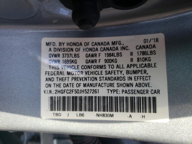 Photo 9 VIN: 2HGFC2F50JH527261 - HONDA CIVIC LX 