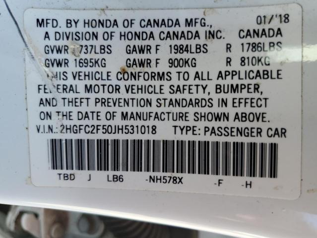 Photo 11 VIN: 2HGFC2F50JH531018 - HONDA CIVIC LX 