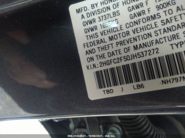 Photo 8 VIN: 2HGFC2F50JH537272 - HONDA CIVIC SEDAN 