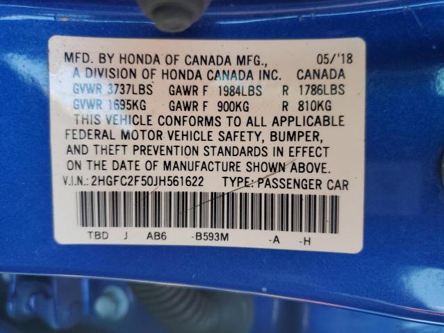 Photo 11 VIN: 2HGFC2F50JH561622 - HONDA CIVIC LX 