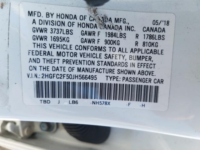 Photo 9 VIN: 2HGFC2F50JH566495 - HONDA CIVIC LX 