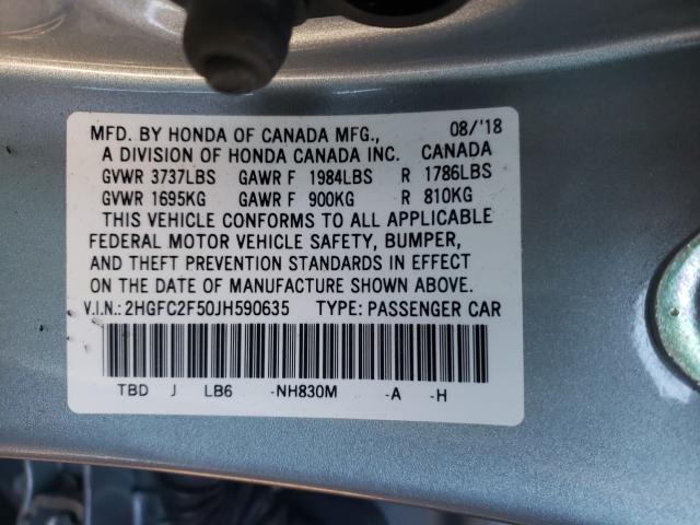 Photo 9 VIN: 2HGFC2F50JH590635 - HONDA CIVIC LX 