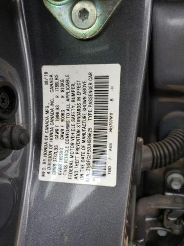 Photo 9 VIN: 2HGFC2F50JH595625 - HONDA CIVIC LX 