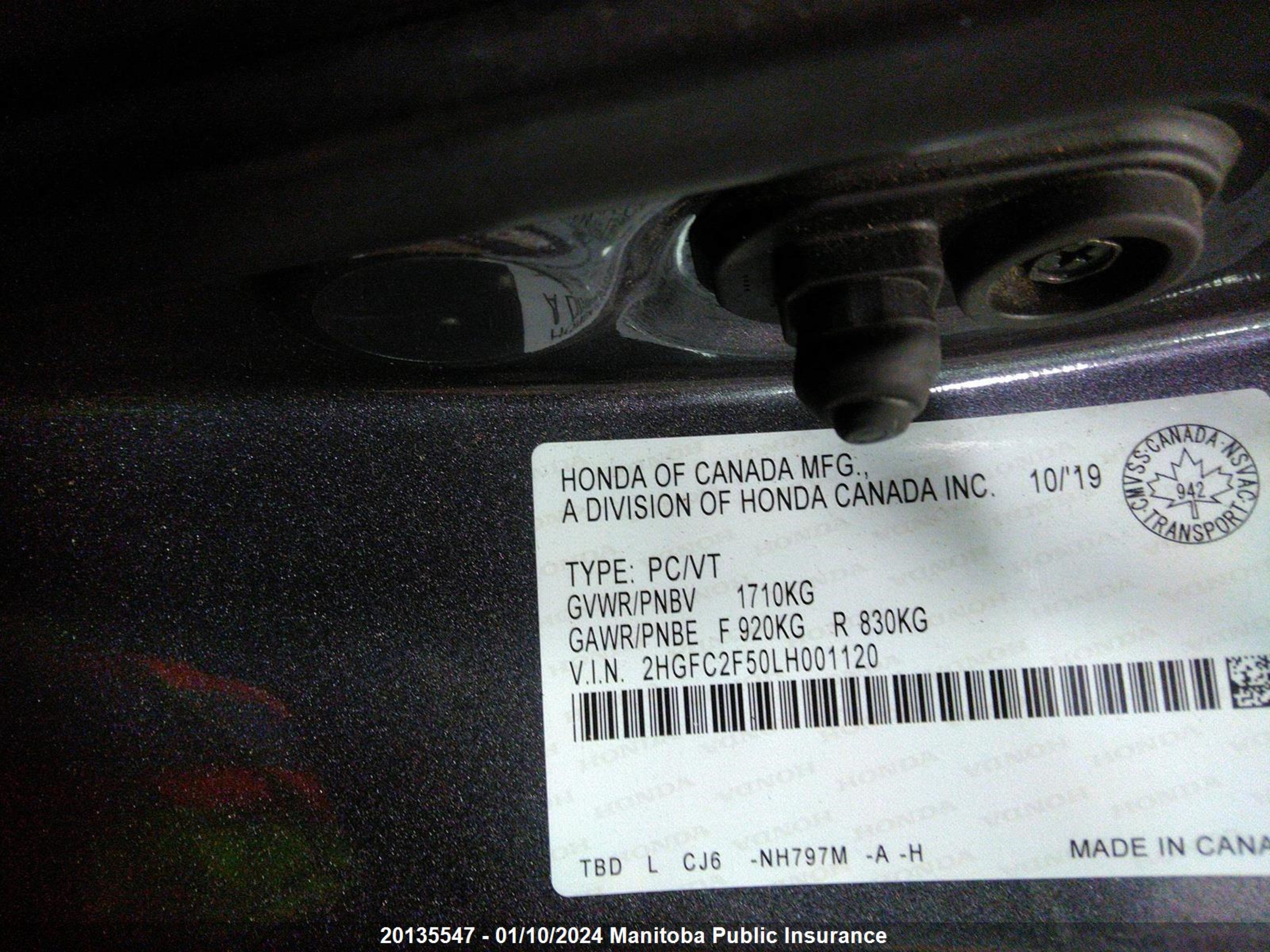 Photo 8 VIN: 2HGFC2F50LH001120 - HONDA CIVIC 