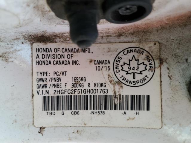 Photo 11 VIN: 2HGFC2F51GH001763 - HONDA CIVIC LX 