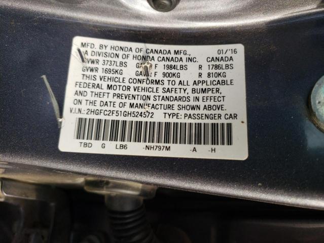 Photo 11 VIN: 2HGFC2F51GH524572 - HONDA CIVIC 