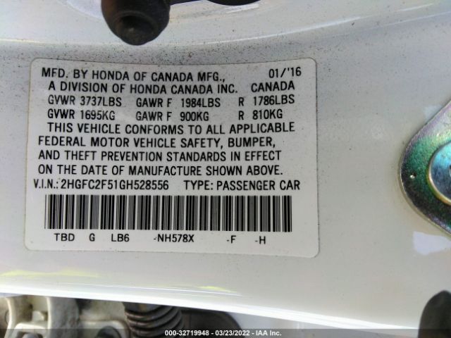 Photo 8 VIN: 2HGFC2F51GH528556 - HONDA CIVIC SEDAN 