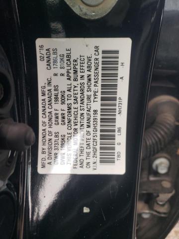 Photo 11 VIN: 2HGFC2F51GH539198 - HONDA CIVIC LX 