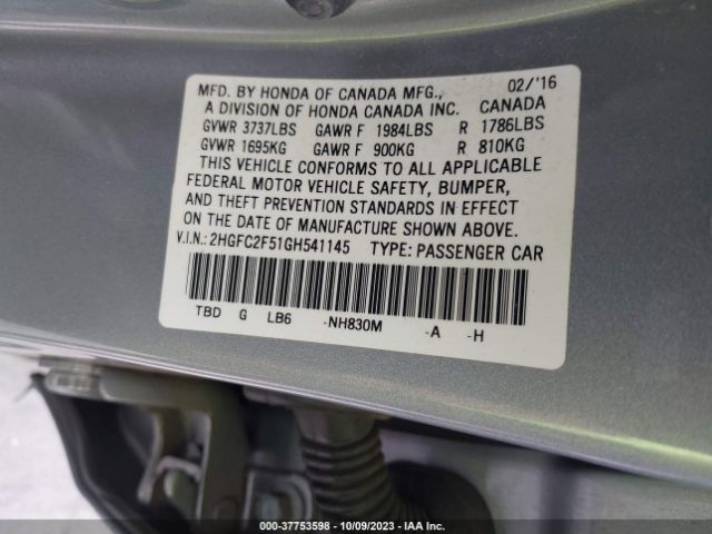 Photo 8 VIN: 2HGFC2F51GH541145 - HONDA CIVIC 