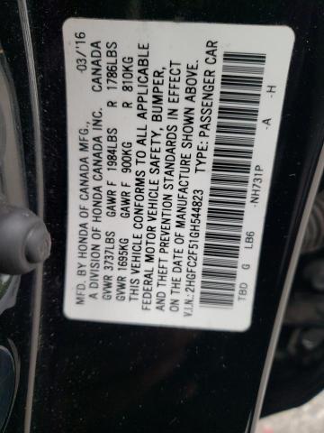 Photo 11 VIN: 2HGFC2F51GH544823 - HONDA CIVIC LX 