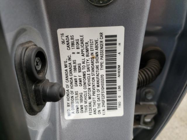 Photo 9 VIN: 2HGFC2F51GH555370 - HONDA CIVIC LX 