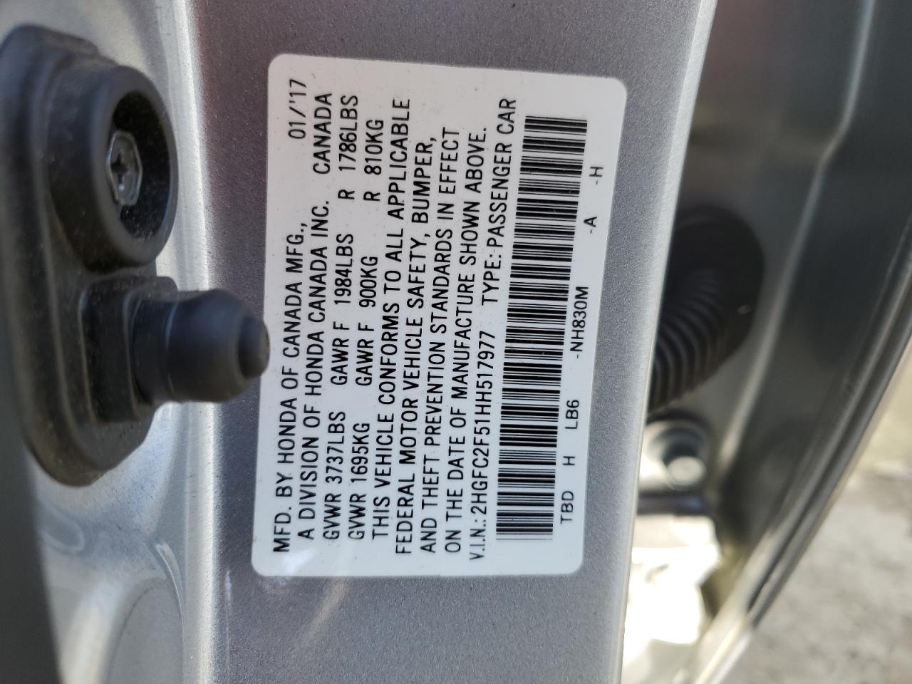 Photo 12 VIN: 2HGFC2F51HH517977 - HONDA CIVIC 