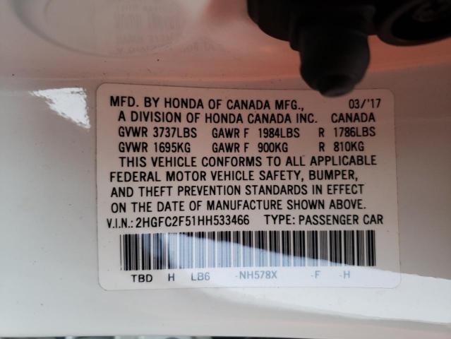 Photo 9 VIN: 2HGFC2F51HH533466 - HONDA CIVIC LX 