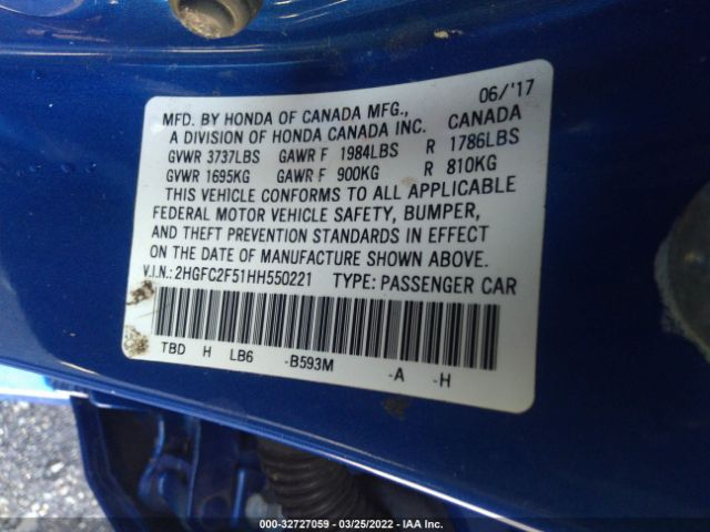 Photo 8 VIN: 2HGFC2F51HH550221 - HONDA CIVIC SEDAN 