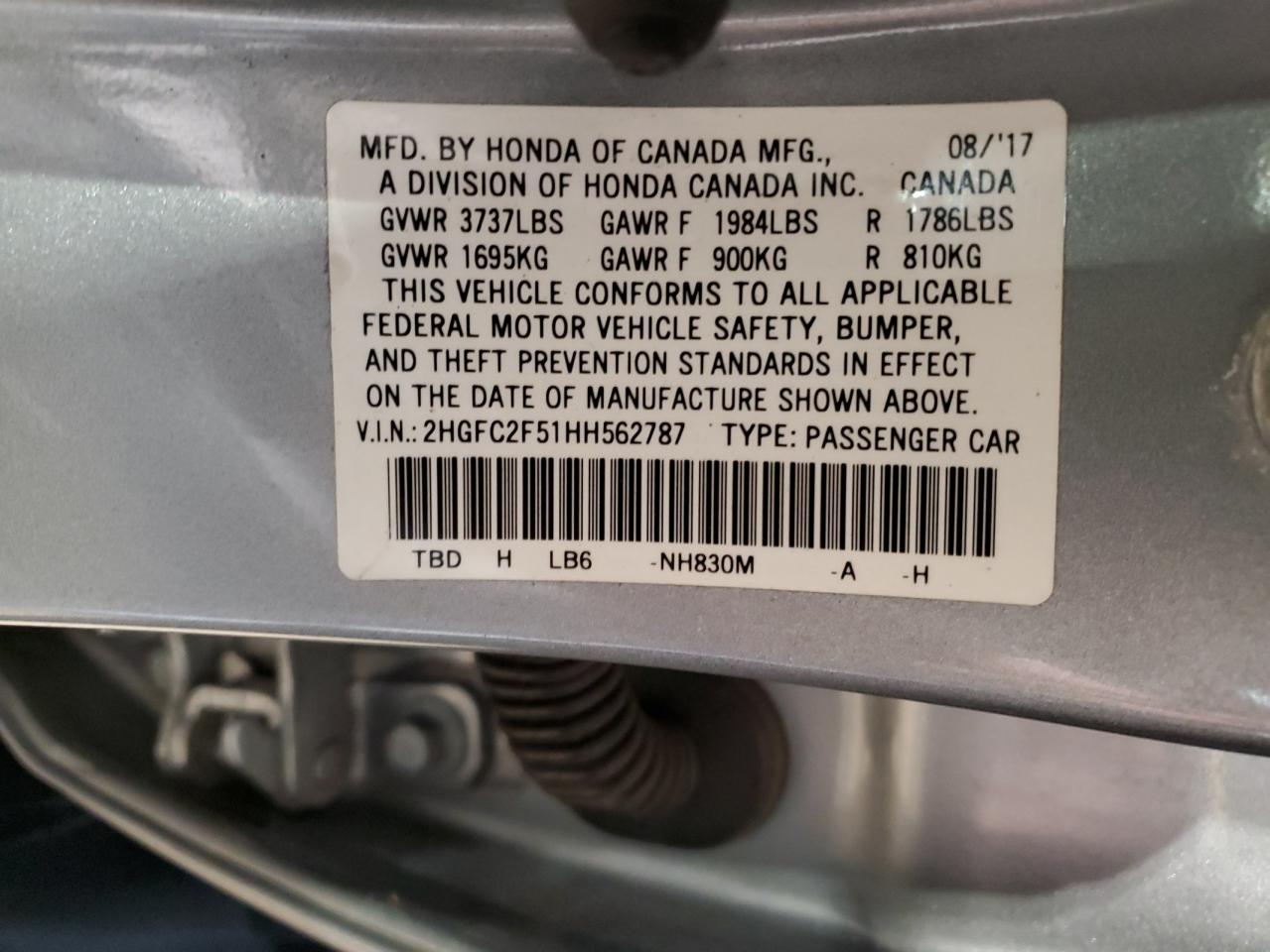 Photo 11 VIN: 2HGFC2F51HH562787 - HONDA CIVIC 