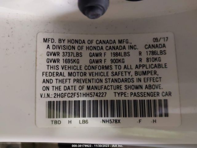 Photo 8 VIN: 2HGFC2F51HH574227 - HONDA CIVIC 