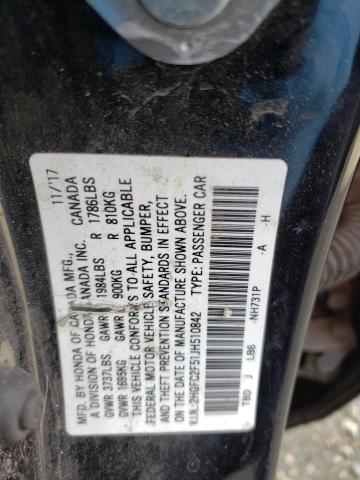 Photo 11 VIN: 2HGFC2F51JH510842 - HONDA CIVIC LX 