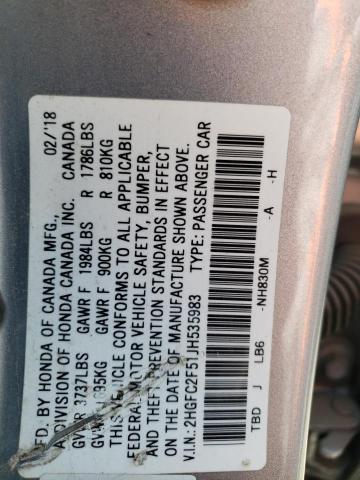 Photo 11 VIN: 2HGFC2F51JH535983 - HONDA CIVIC 