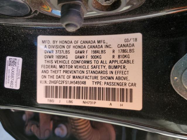 Photo 11 VIN: 2HGFC2F51JH549348 - HONDA CIVIC LX 